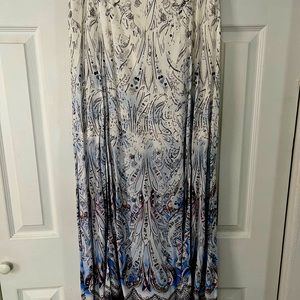 WHBM PAISLEY MAXI SKIRT WHITE WITH IRIS ORCHID SZ 10